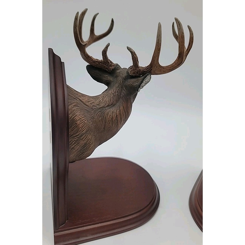 Danbury Mint Stag Deer Head Mount Buck Bookends Dennis Jones RARE - Picture 5 of 7